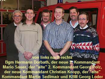 von links nach rechts
Bgm Hermann Dorbath, der neue 2. Kommandant
Mario Sauer, der 